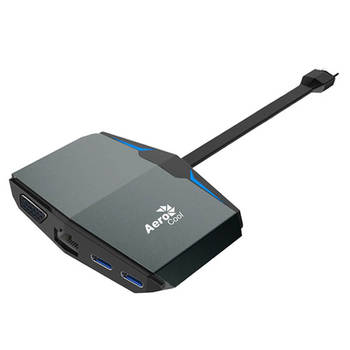 AeroCool USB Type-C Multifunction Gaming Adapter w/ LAN, VGA, USB 3.0 & Type-C - Black