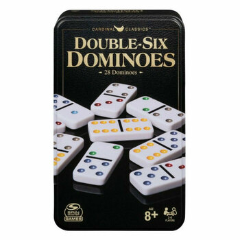 Classic Double 6 Coloured Dominoes in Tin