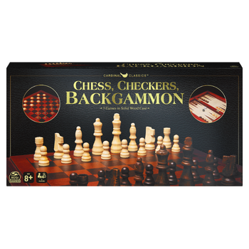 Classic Games Deluxe Backgammon Chess/Checker Board Game Set 2-Player 3+