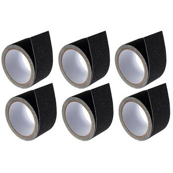 6x 48mm x 3m Black Anti-Slip Sticky Tape for Floor/Stairway Steps