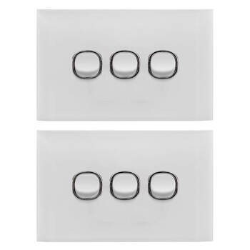 2PK Doss Acrylic Wall Plate 3 Gang Light Switch