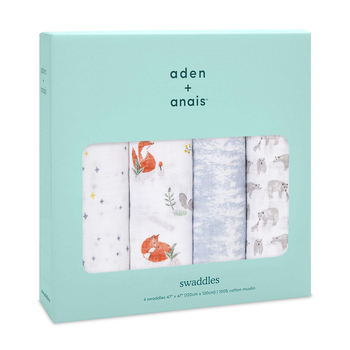 4PK Aden Anais 100% Cotton Muslin 120cm Baby Swaddles