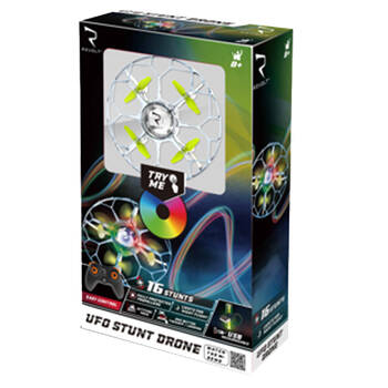 Revolt Radio Control UFO Stunt Drone RC Toy w/ LED Lights Kids 8y+ Clear