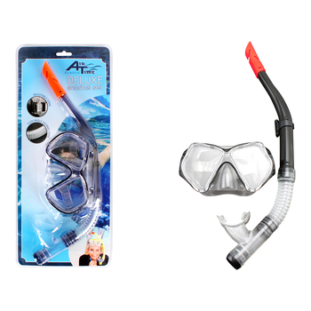 Airtime 52x24cm Deluxe Adult Snorkel & Mask Set - Black 