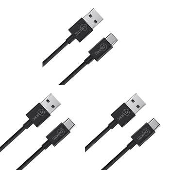 3PK Cruxtec ATC-3A-2MBK 2m USB-A to USB-C Data Sync/Charging Cable 60W Black