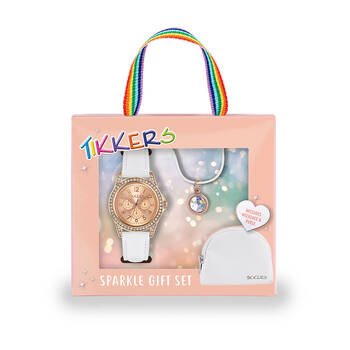 Tikkers Sparkle Dial Watch, Straps, Purse & Necklace Gift Set - Rose Gold