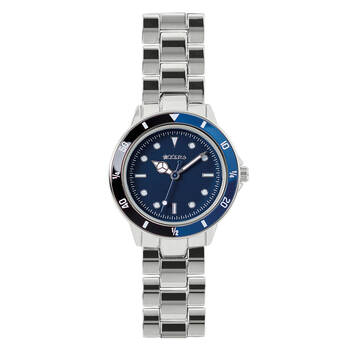 Tikkers Two-Tone Navy Dial Watch w/ Adjustable Silver Link Bracelet - Blue