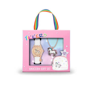 Tikkers White Unicorn Watch with Straps, Purse & Bracelet Gift Set - Pink