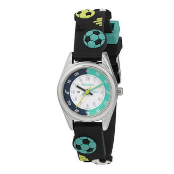 Tikkers Time Teacher Dial Soccer Design Watch w/ 3D Straps - Blue/Sky Blue