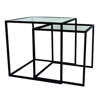 2pc Maine & Crawford Carter Minimal Metal Side Table Set - Black