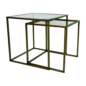 2pc Maine & Crawford Carter Minimal Metal Side Table Set - Gold