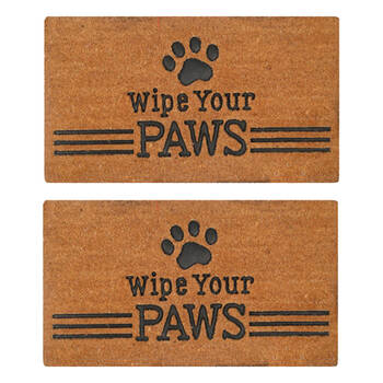 2PK Maine And Crawford Wipe Your Paws Embossed Coir Doormat 70x40cm