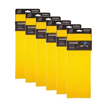 6PK AutoShift Ultra Absorbent Jumbo Car Cleaning Chamois/Cloth 60x40cm Yellow