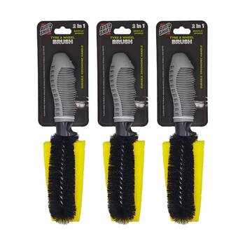 3PK AutoShift 2-in-1 Brush Tyre & Wheel Deluxe Dual Bristle/Sponge Car Cleaning