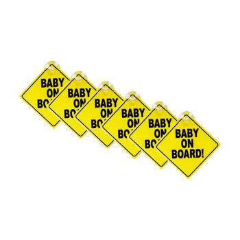 6PK AutoShift Baby on Board Window Sign w/Suction Cups Automotive Accessory