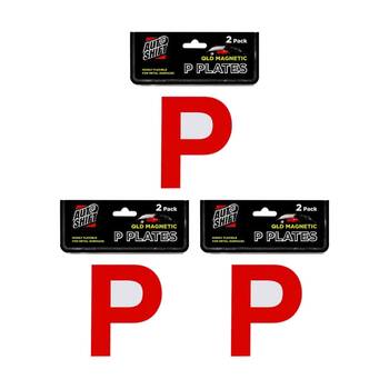 3x 2PK AutoShift QLD/SA Magnetic Red Probationary Licence Plate/Signs 15cm