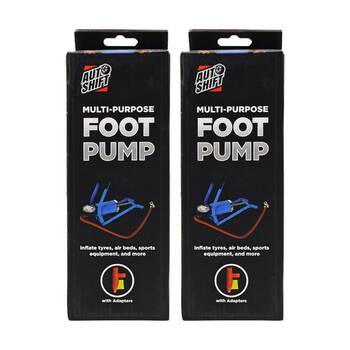 2PK AutoShift Heavy Duty Multi Purpose Foot Operated Air Pump w/Valve Adaptors