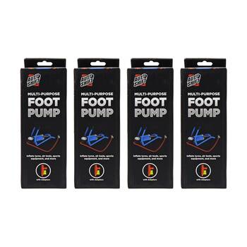 4PK AutoShift Heavy Duty Multi Purpose Foot Operated Air Pump w/Valve Adaptors