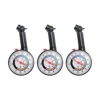 3PK AutoShift Round Dialed Tyre Pressure Gauge 55psi Max Automotive Use 10x5cm