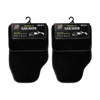 2x 4pc AutoShift Universal Fit Car Floormats Front & Rear Seats Black Carpet
