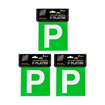 3x 2PK AutoShift VIC/WA Magnetic Green Probationary Licence Plate/Signs 15cm