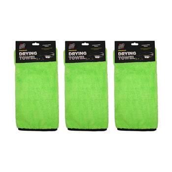 3PK AutoShift Premium Microfibre Drying Towel/Cloth Car Cleaning 70x70cm Green
