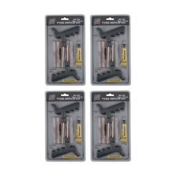 4x 8pc AutoShift Emergency Tyre Puncture Repair Kit w/5 Plugs 2 Tools & Glue