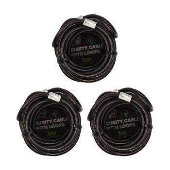3PK AutoShift Security Cable with Loops High Strength Cut Resistant Accessory 3m