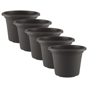 5PK Artevasi Cilindro Plastic Indoor/Outdoor Garden Pot 20x14cm Anthracite