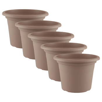 5PK Artevasi Cilindro Plastic Indoor/Outdoor Garden Pot 20x14cm Taupe