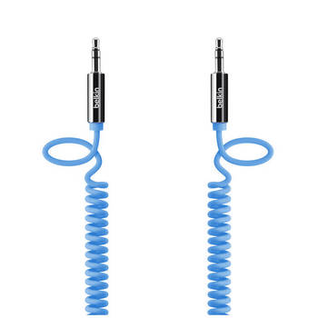 Belkin 1.8m Coiled Stereo Aux Cable  Audio Male to Male  3.5mm  - Blue