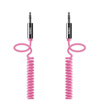 Belkin 1.8m Coiled Stereo Aux Cable  Audio Male to Male  3.5mm - Pink