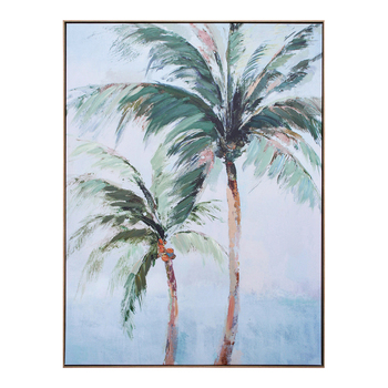 LVD Framed Canvas/Resin 90x120cm Palm Pair Wall Hanging Art