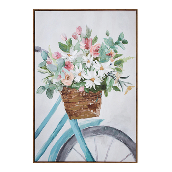 LVD Framed Canvas/Resin 60x90cm Floral Bike Wall Hanging Art