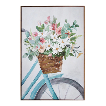 LVD Framed Canvas/Resin 60x90cm Floral Bike Wall Hanging Art