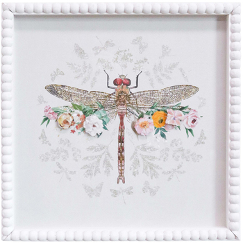 LVD Framed Print Home/Room Decor 30x30cm - Floral Dragonfly