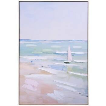 LVD Pinewood Framed Canvas Wall Art Decoration 80x120cm Set Sail Pastel