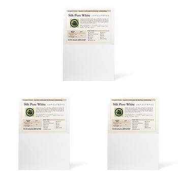 3x 12pc Awagami Washi Mixed-Media Creative Art Paper A4 Silk Pure White