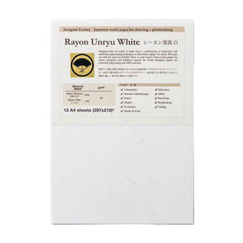 12pc Awagami Washi-Rayon Multi-Purpose Creative Art Paper A4 Unryu White