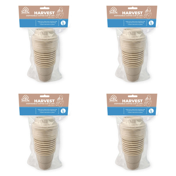 4x 40pc EcoSouLife Harvest Coffee Cups w/ Lids 236ml