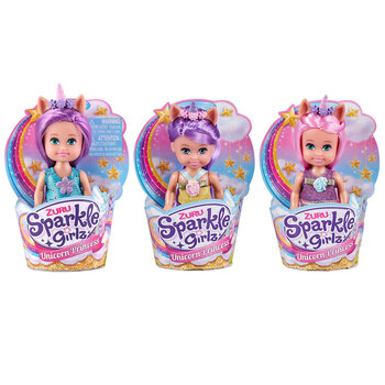 3x Zuru Sparkle Girlz 4.7" Unicorn Princess Cupcake Doll Toy Assorted 3+