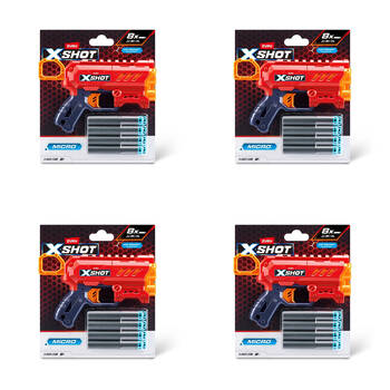 4PK Zuru Xshot Excel Micro 2.0 Toy Gun w/ 8-Darts Assorted 8y+