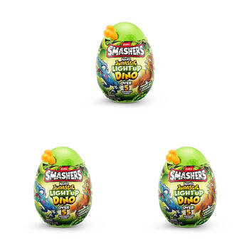 3PK Zuru Smashers Jurassic Light-Up Nano Egg Action Figure Toy Assorted 3y+