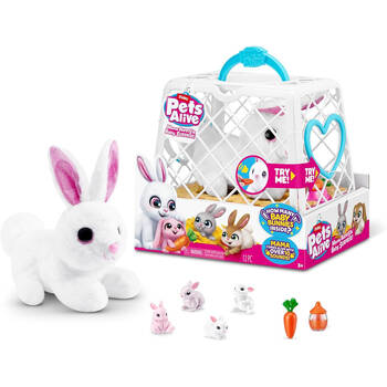 Zuru Pet's Alive Mama Bunny Surprise Stuffed Animal Kids Toy 3y+