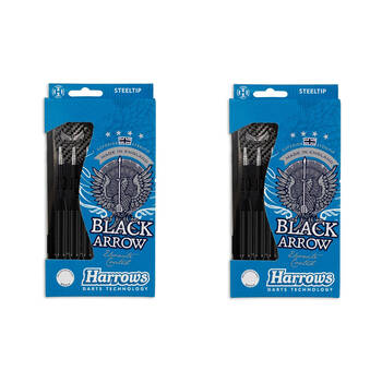 2PK Harrows Brass Barrel Black Arrow Darts Set w/ Flights Shafts & Carry Case 25GM