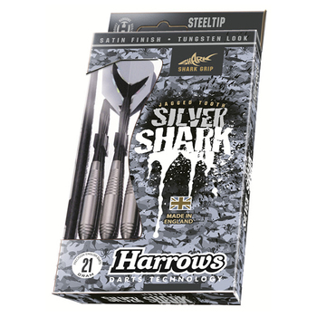 Harrows Silver Shark Hologram Flight Tungsten Look 21g Steel Tip Darts