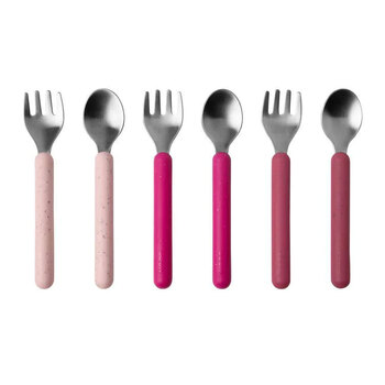6pc Boon Chow Toddler Stainless Steel Utensils Pink/Magenta 18M+