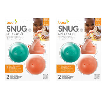 2x 2PK Boon Snug Silicon Universal Sippy Cup Bottle Topper w/Travel Case 1y+ 