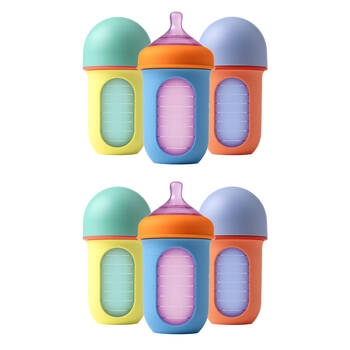2x 3PK Boon Nursh Collapsible Silicone Baby Bottle Colorblock 237ml 3 Months+