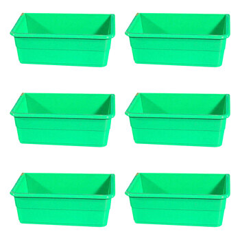6PK ShowMaster Small Rectangle Seed Cup Bird Feeder/Waterer - Green